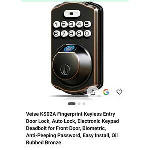 🔥TEEHO TE002 Fingerprint Keyless Entry Door  Deadbolt Keypad Oil-rubbed Bronze